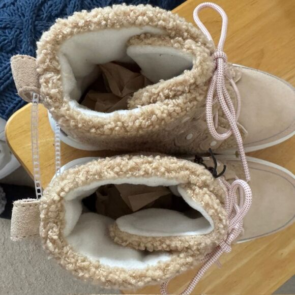 SOREL EXPLORER II LIL JOAN COZY SHERPA WATERPROOF BOOTS SIZE 9 SAND & PINK NWOB - Picture 9 of 13